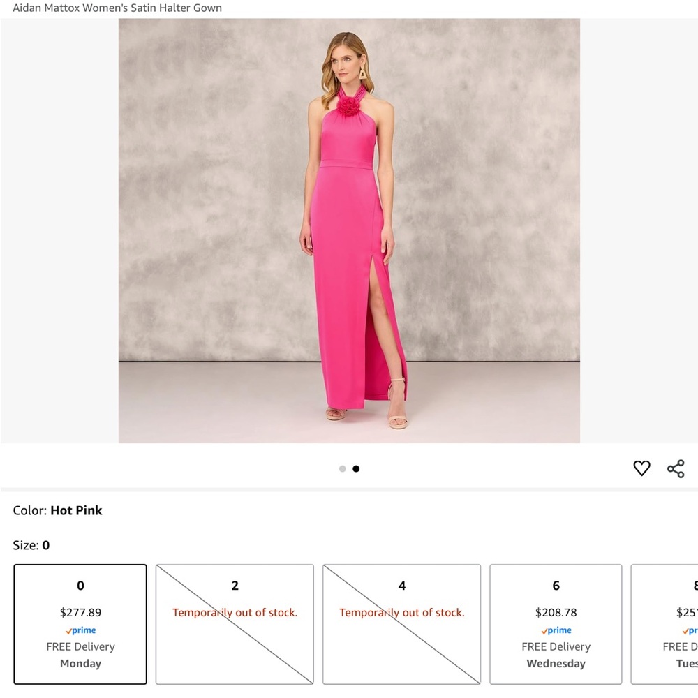 Aidan Mattox Hot Pink Maxi Dress